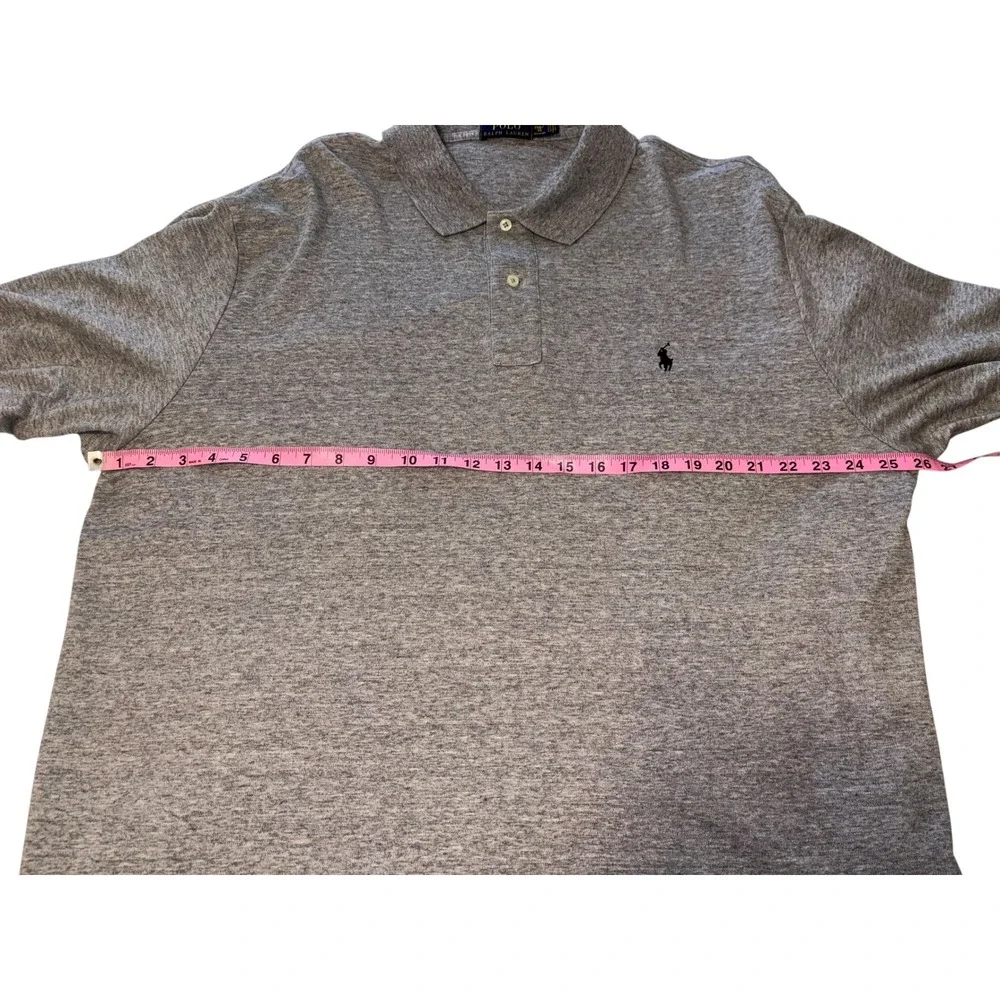Polo Ralph Lauren Mens 2XB Heather Grey Short Sleeve Pony Logo Polo Shirt Preppy